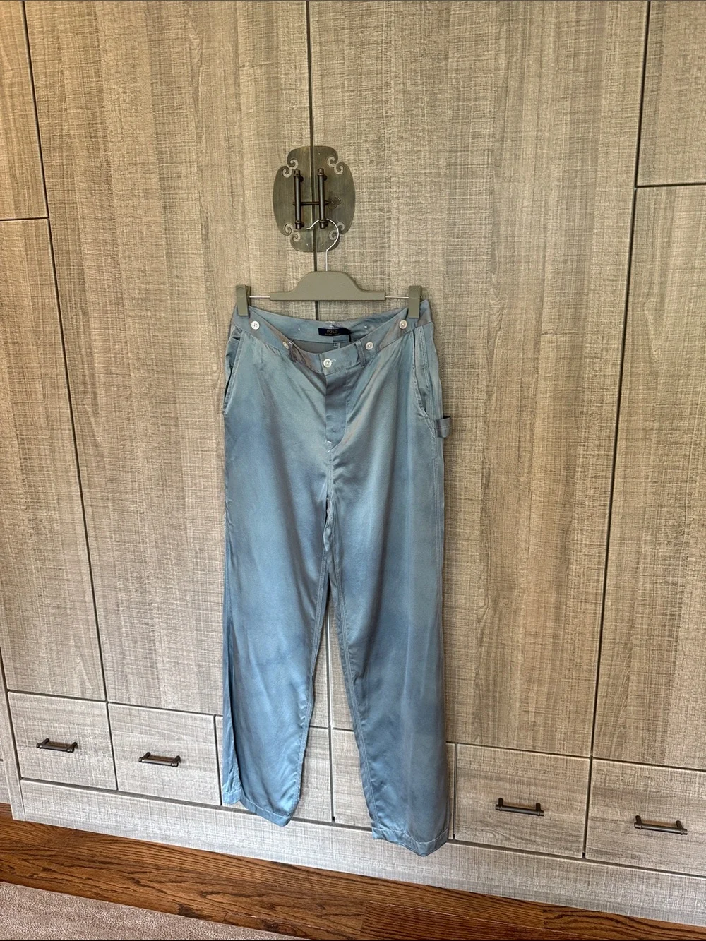 Polo Ralph Lauren Denim-Look Silk Charmeuse Cargo Pants